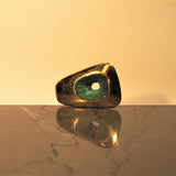 Sculpture bronze cufflink inspired by Barbara Hepworth on marble base